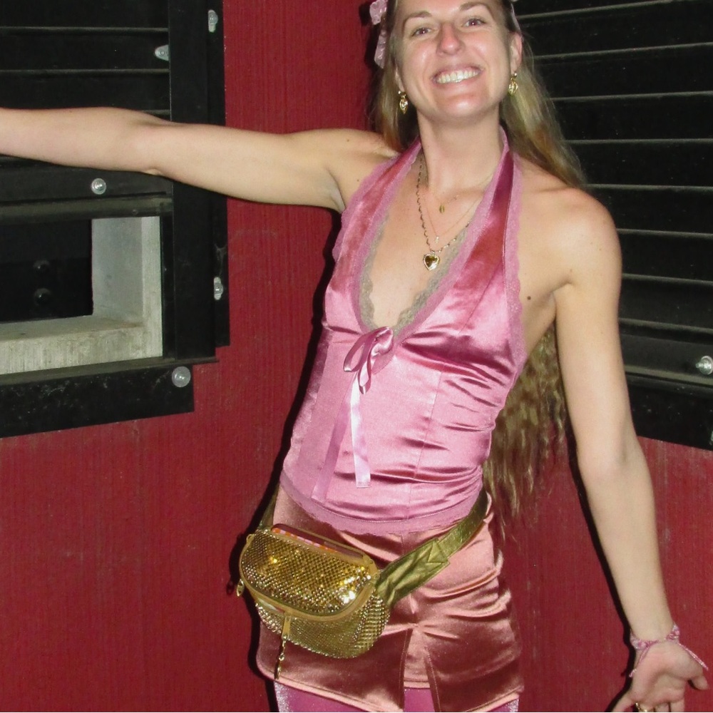 Urban Outfitters Pink Satin Halter Top